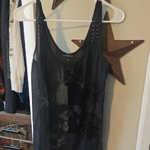 Rock & Republic Black Studded Mesh Tank Top Small Never Worn
